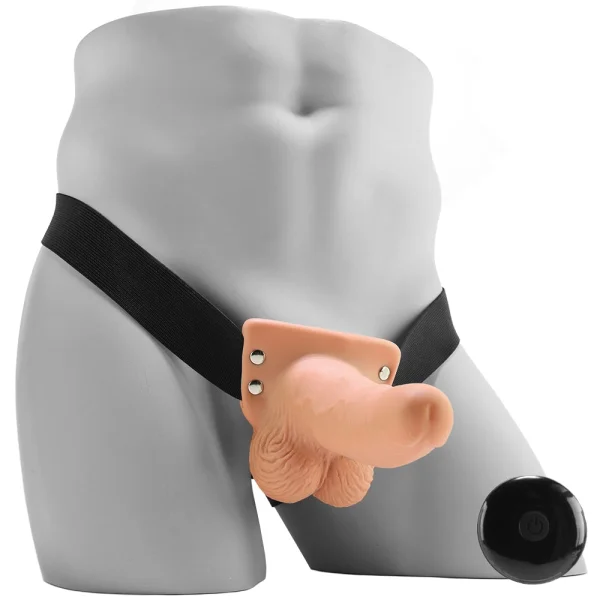Fetish Fantasy Series 6" Hollow Rechargeable Strap-on With Remote - Flesh