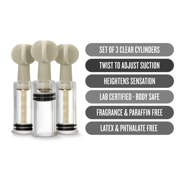 Temptasia Clit And Nipple Twist Suckers Set of 3 Clear