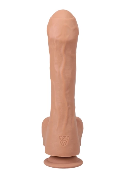Fort Troff Uncut Thruster Rechargeable Silicone Mini Fuck Machine Dildo With Balls & Remote - Caramel