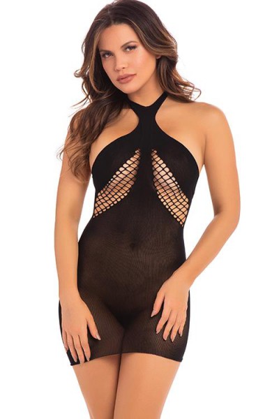 Pink Lipstick Count On It Bodystocking Mini Dress