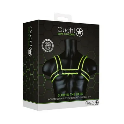 Ouch Glow Chest Bulldog Harness Glow In The Dark Green S m