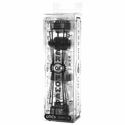 Tower of Power Cock Rings Black Pack of 6