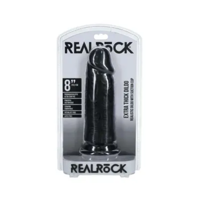 Realistic Dildos Realrock Extra Thick 8 In Dildo Black
