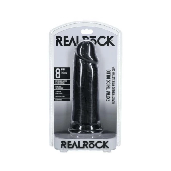 Realistic Dildos: Realrock Extra Thick 8 In. Dildo Black