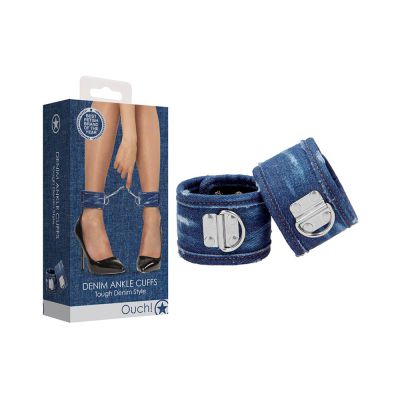 Ouch Denim Ankle Cuffs Roughened Denim Style Blue