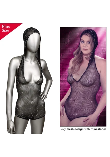 Radiance Hooded Deep V Body Suit - Plus Size