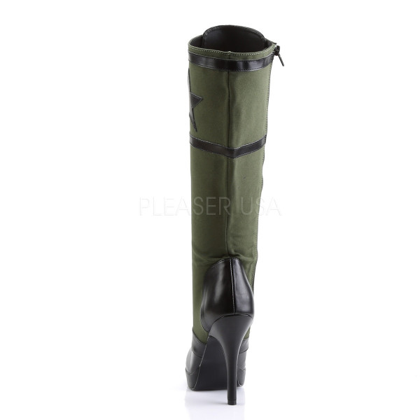 4 1/2 inches Heel, Front Lace Up Knee High Military Boot, Side Zip — image 4 of 4