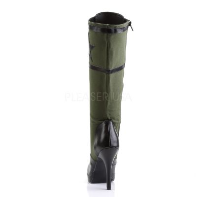 4 1 2 inches Heel Front Lace Up Knee High Military Boot Side Zip