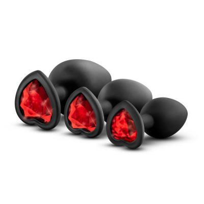 Luxe Bling Plugs Silicone Butt Plug Training Kit with Red Gems