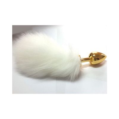 Rabbit Tail Butt Plug Gold Gold 8 Inch