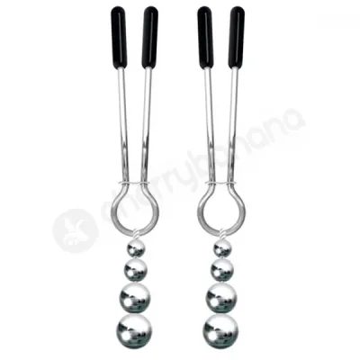 Eve s Naughty Nipple Clips Black Silver Adjustable Nipple Clamps