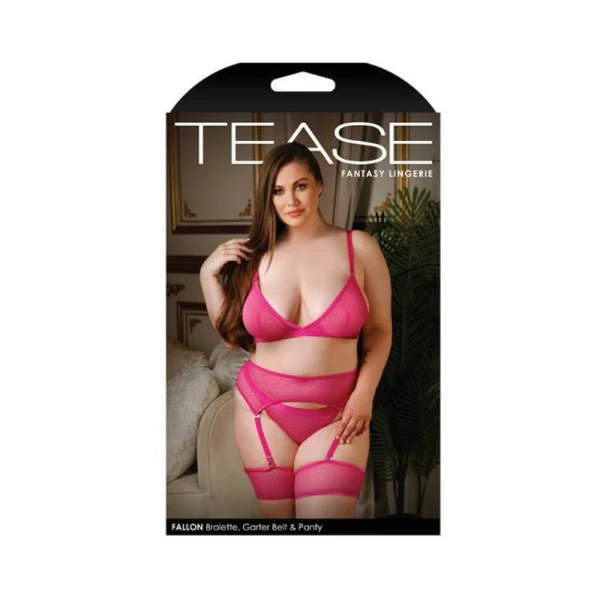 Women's Lingerie: Fantasy Lingerie Tease Fallon Bralette, Garter Belt With Leg Garters & Panty Set