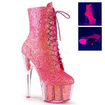 7 inches Heel 2 3 4 inches PF Glitter Ankle Boot Blacklight Reactive
