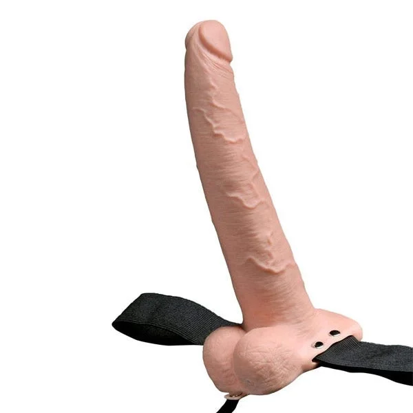 FETISH FANTASY 9 IN. HOLLOW RECHARGEABLE STRAP-ON WITH BALLS