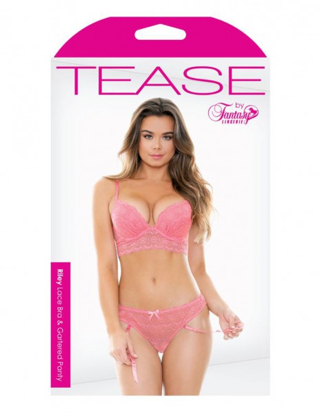 Fantasy Lingerie Riley Lace Bra & Gartered Panty Set