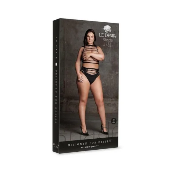 Whips & Paddles: Shots Le Desir Shade Helike Xlv 2-piece With Open Cups, Crop Top & Panty Black Queen Size