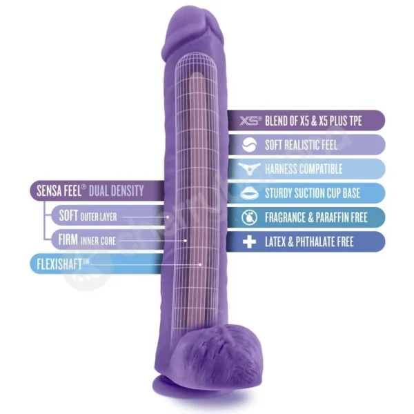 Au Naturel Bold Daddy Purple 14" Flexishaft Dildo