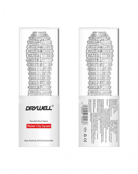 Reusable Penis Sleeve - Flower City Square - 5.1 Inch - Clear - 5 Inch