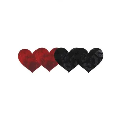 Stolen Kisses Hearts Pasties Red Black 2 Pack