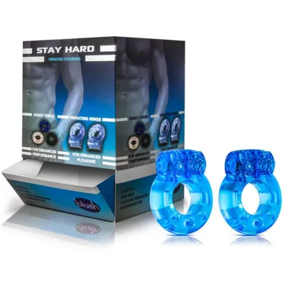 Blush Novelties Disposable Vibrating Cockring Blue 32 count Pack of 32