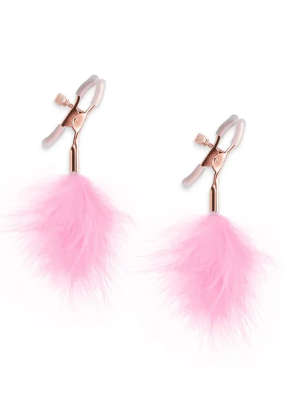 Bound Adjustable F1 Feather Nipple Clamps by NS Novelties - Rose Gold & Pink