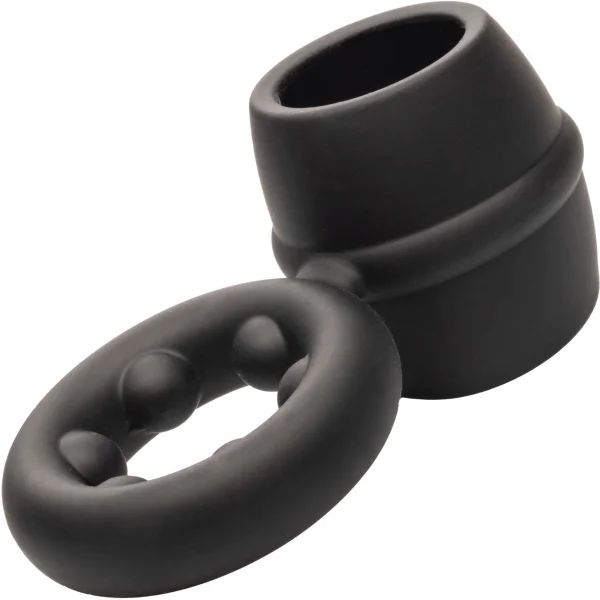 Alpha Liquid Silicone Dual Support Magnum Cock & Balls Ring By CalExotics - Black
