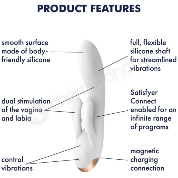 Satisfyer Double Flex G-Spot & Clitoris Flexible White Rabbit With App Control