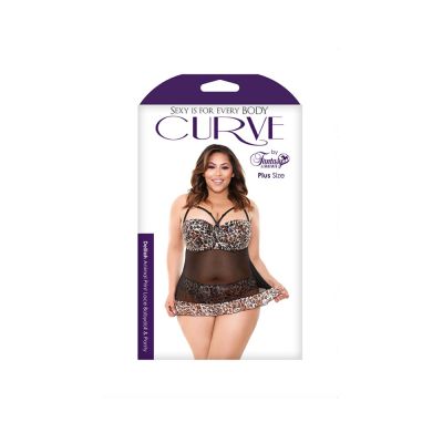 Delilah Animal Print Lace Babydoll Panty Leopard 1x 2x