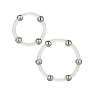 Steel Beaded Silicone C ring Set Of 2 Clear