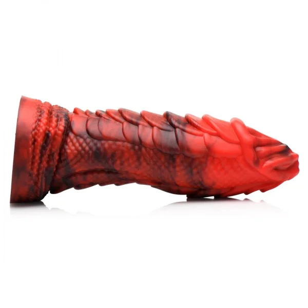 Fire Dragon Red Scaly Silicone Dildo - Red