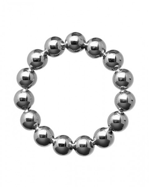 Meridian 2 Inch Stainless Steel Beaded Cock Ring - Silver