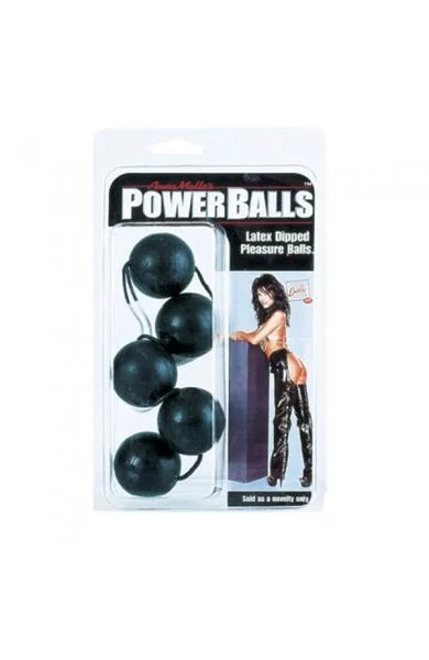 Power Balls Latex Dipped Weighted Pleasure Balls 1.25 Inch - Black
