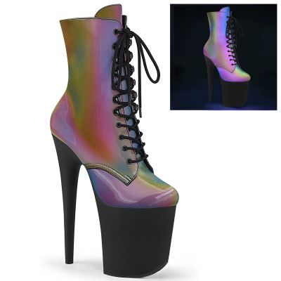 8 inches Heel 4 inches PF Lace Up Front Ankle Boot Side Zip