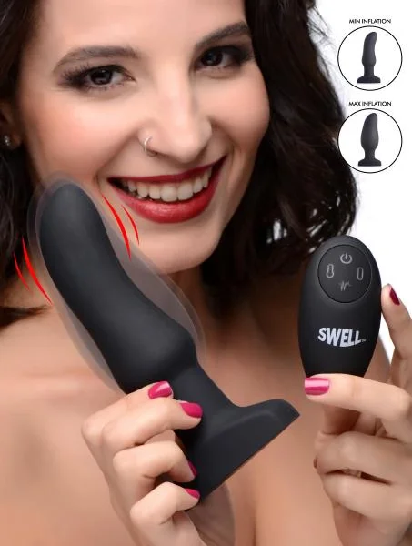 Swell 10x Inflatable & Vibrating Curved Silicone Anal Plug — image 5 of 8