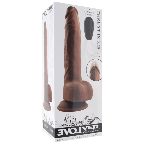 Thrust In Me Silicone Thrusting Vibrating Realistic Dong With Remote By Evolved Novelties - Caramel