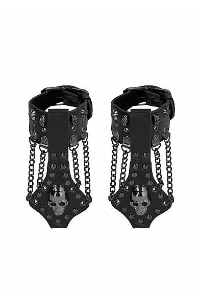 Ouch! Handcuffs With Skulls And Chains Black