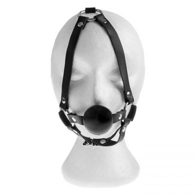 Bondara Luxe Leather Bondage Ball Gag Head Harness
