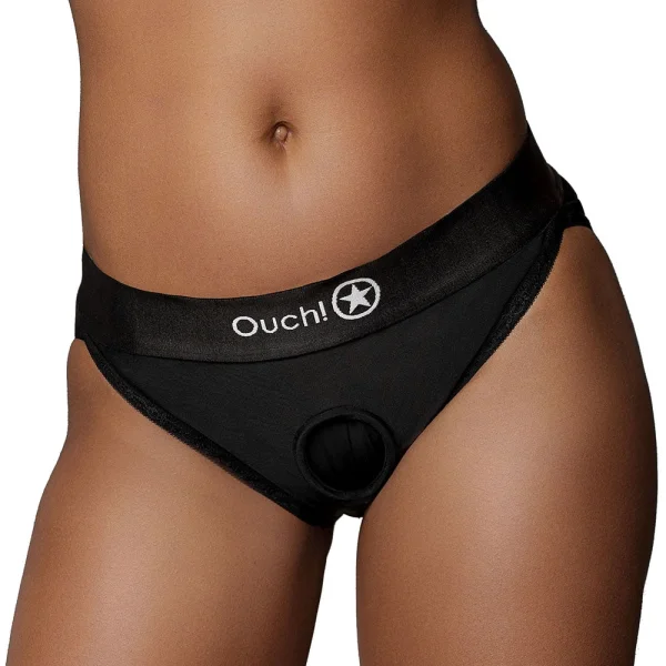 Ouch! Black Vibrating Strap-on Hipster