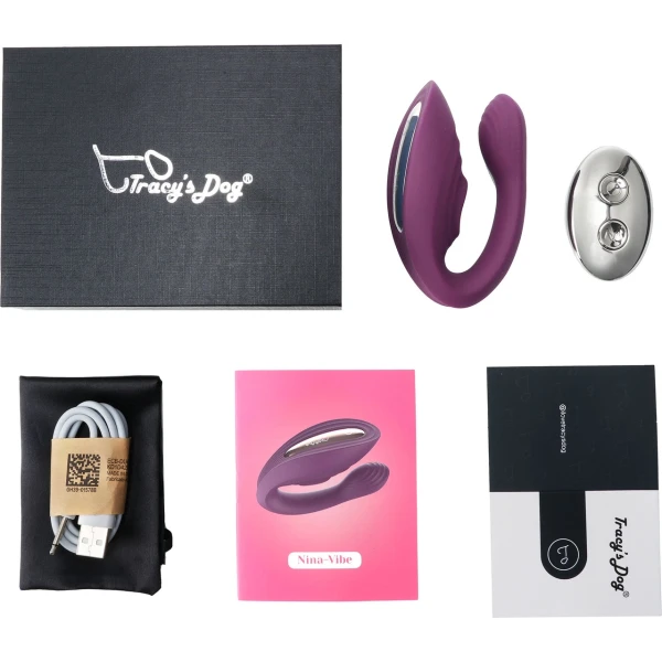 Tracy’s Dog Nina Dual Stim Vibrator With Clitoral Tapper, Flexible Internal Stimulator & Remote - Purple