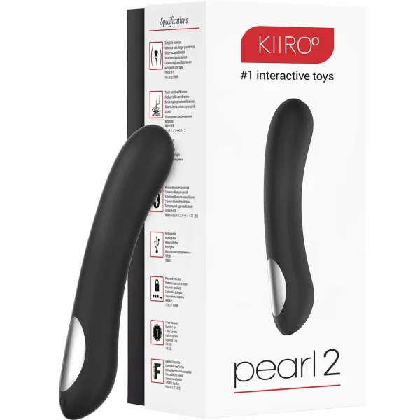 KIIROO Pearl 2 Silicone USB Rechargeable Waterproof Interactive Vibrator - Black