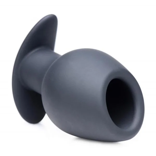 Ass Goblet Silicone Hollow Anal Plug Small Black
