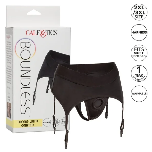 Boundless Thong With Garter Strap-On Harness By CalExotics - 2 X-Large / 3 X-Large