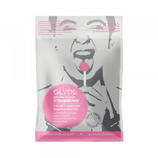 Glyde Slimfit Natural Flavored Stawberry Condom 4pk