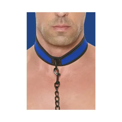 Puppy Play Neoprene Collar With Leash Blue black