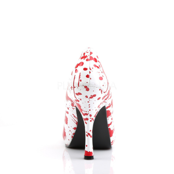 BLOODY-12 - 5" Heel, White Pat and Red Blood Splatter Pump