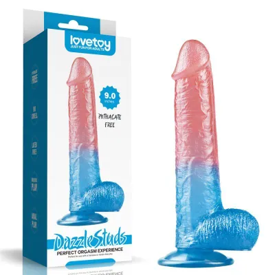 Dazzle Studs Dildo 9in Pink Blue