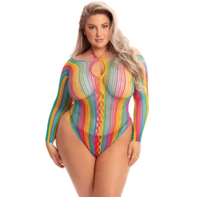 More Color Long Sleeve Bodysuit Queen Size Rainbow