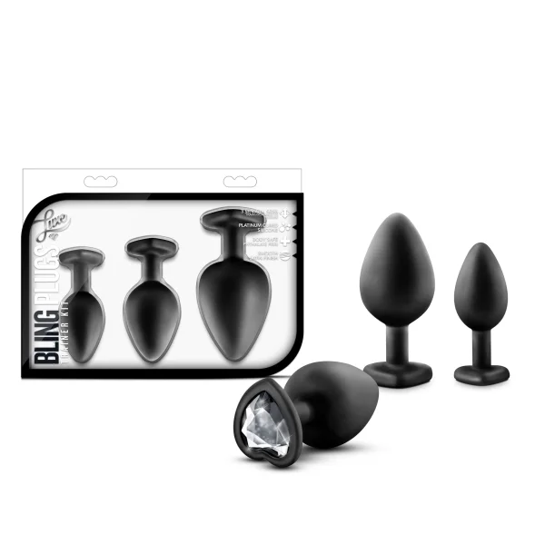 Luxe Bling Plugs Training Kit Black With White Gems