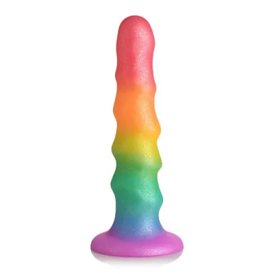 Realistic Dildos Simply Sweet Zigzag 6 5 In Silicone Dildo Rainbow