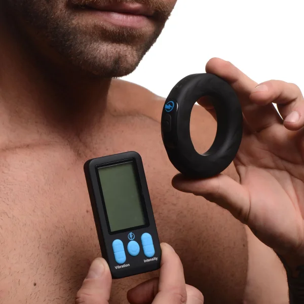Zeus Electrosex E-Stim Pro Vibrating Silicone Cock Ring with Remote 45 mm